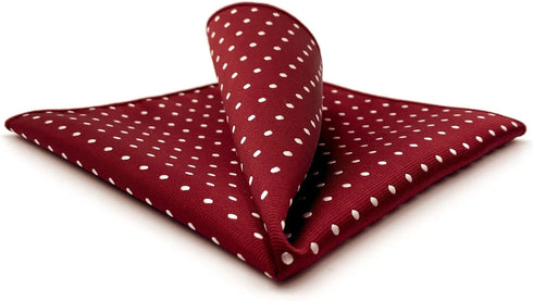 S&W SHLAX&WING Tie Sets for Men Wedding Necktie Red Burgundy Dot Extra Long Matching Pocket Square...