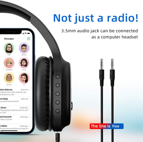 Rechargeable and Portable Personal FM Radio Headphones with Best Reception, Walkman Wireless Headset FM Radio Ear Muffs for Jogging, Mowing, Cycli...