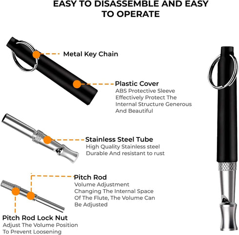 2 Pack Dog Whistles,Professional Dog Training Whistle to Stop Barking,Adjustable Pitch Ultrasonic Training Tool Silent Bark Control for Dogs Train...