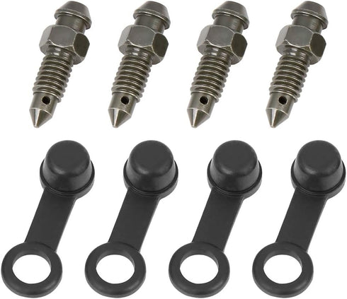 4Pcs M6x1mm Banjo Bolt Bleeder Screw with Cap for Motorcycle Brake Master Cylinder...