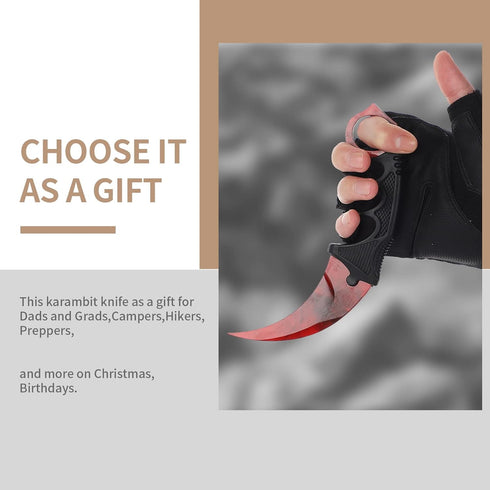 Karambit Knife Fixed Blade Tactical Camping Tool, 2 Pieces Stainless Steel Outdoor Hunting Knife with Sheath and Cord, Suitable for Hiking, Advent...