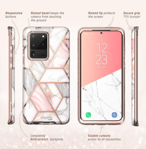 i-Blason Cosmo Series Case for Samsung Galaxy S20 Ultra 5G (2020 Release), Slim Stylish Protective Case Without Built-in Screen Protector, Marble,...