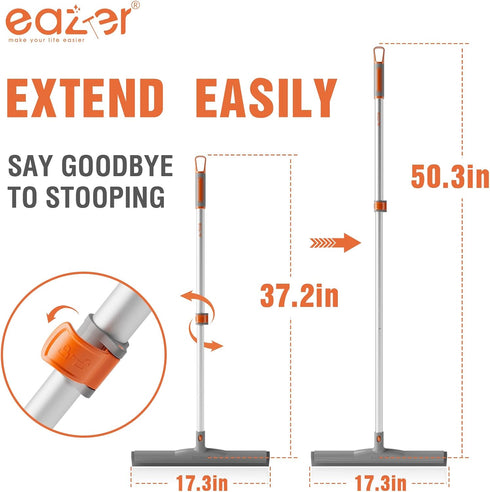 eazer 50'' Floor Squeegee Scrubber with Telescopic Pole, Squeegee Broom for Floor Tile Concrete Marble, EVA Foam Blade Household Water Broom, Sque...