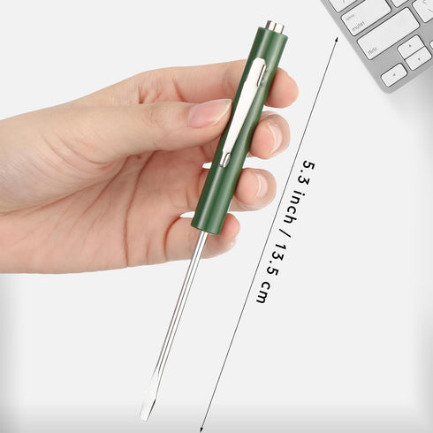 10 Pieces Pocket Screwdriver Mini Tops And Pocket Clips Pocket Screwdriver Magnetic Slotted Pocket Screw Driver with A Single Blade Head for Mecha...