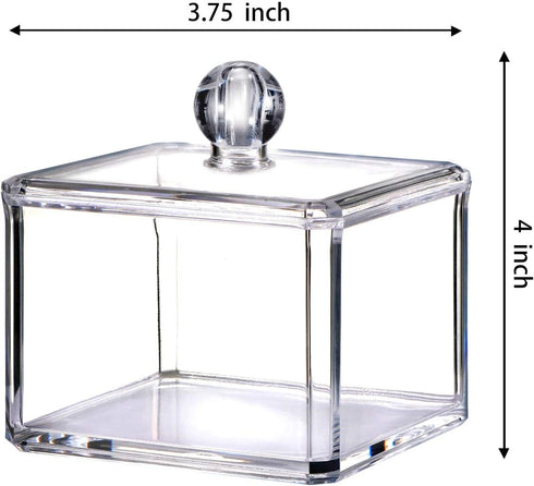 Modern Square Qtip Holder Acrylic Bathroom Vanity Countertop Storage Organizer Canister Jar for Cotton Swabs, Rounds, Balls, Makeup Sponges, Bath ...