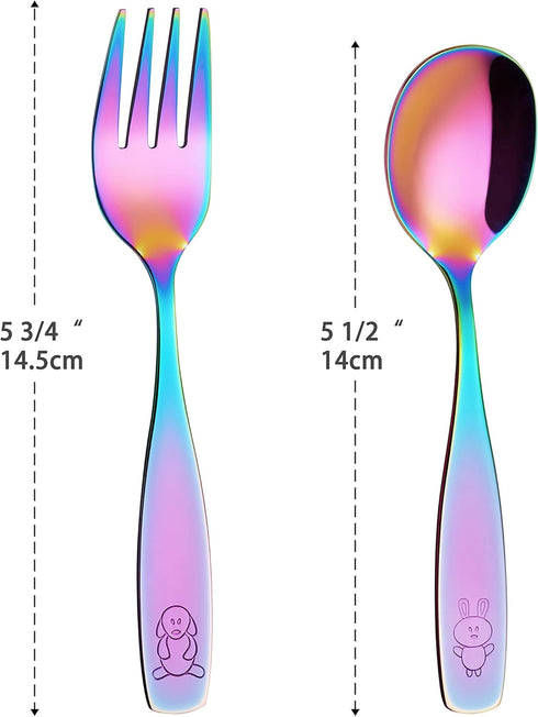 ANNOVA Kids Silverware Children's Safe Flatware Set Stainless Steel - Children Forks And Dinner Spoons, Toddler Utensils, Metal Cutlery Set for Lu...