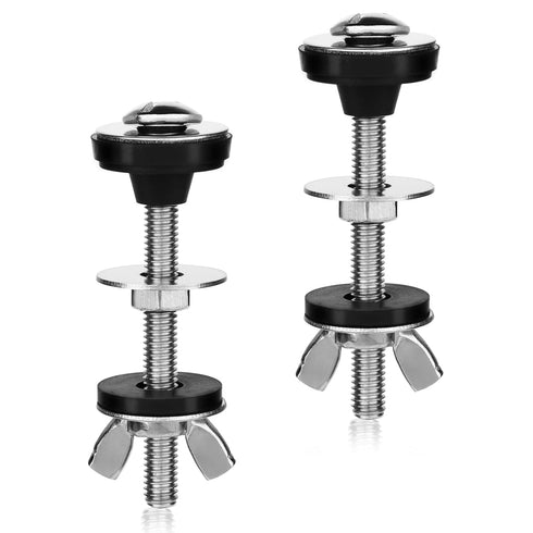 2Pcs Universal Toilet Tank to Bowl Bolts Kit, Heavy Duty Toilet Bolts with Rubber Washers Gaskets and Wing Nuts Extra Long Nut Screw Set for Toile...