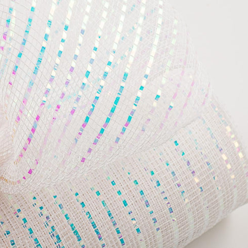 Craig Bachman 10" Iridescent Foil Mesh: White (10 Yards) Craft Floral Arrangement Wreath, Garland, Swags, Decorating Mesh Fabric Ribbon...