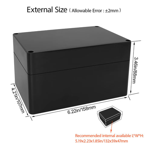 LeMotech Electrical Box ABS Plastic Project Box IP65 Waterproof Junction Box Project Case Universal Enclosure for Electronics Black 6.2X 4.2X 3.4 ...