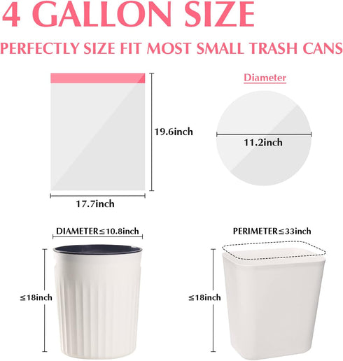 Small Trash Bags 4 Gallon Drawstring-Ryobyo 4 Gallon Trash Bag Extra Strong, Small Garbage Bags 4 Gallon Unscented, Stretchy, Quick Cinch for Bath...