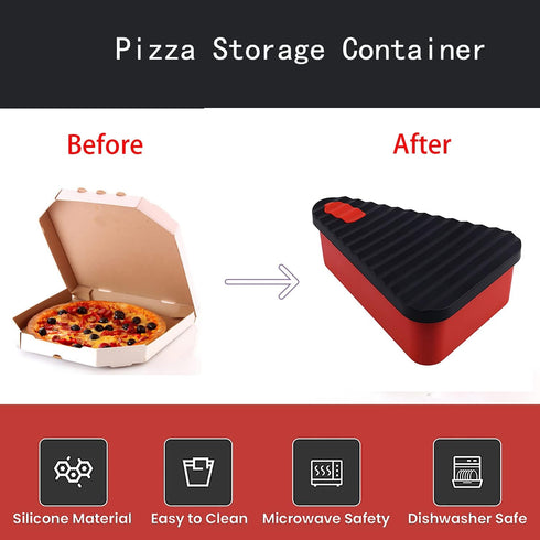 Pizza Leftover Storage Container with 2 Pizza Trays,Reusable Pizza Slicone Container,Silicone Food Container Lunch Box Withstand Temperature in -4...