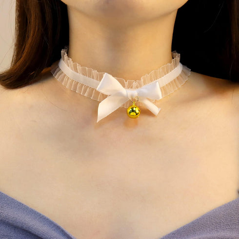 Retro Bell Choker Collar Necklace Lolita Bowknot Lace Necklace Gothic Sexy Women Neck Chain Cosplay Neck Accessories for Women and Girls...