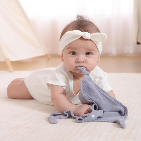 Loveys for Babies, 2 Pack Organic Cotton Muslin with Attachable Snap Closure - Loveys for Babies Newborn Baby Lovey Security Blankets for Babies B...