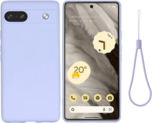 for Google Pixel 7A 2023 Case,Slim Liquid Silicone Rubber Shockproof Phone Cover with Wrist Strap Soft Anti-Scratch Microfiber Lining Protection C...