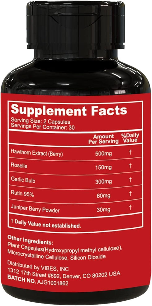 Hawthorn Berry Capsules-10:1 High Strength Extract from 5000mg Fresh Berries- Antioxidant, Circulation Support-Hawthorne Supplement with Hibiscus ...