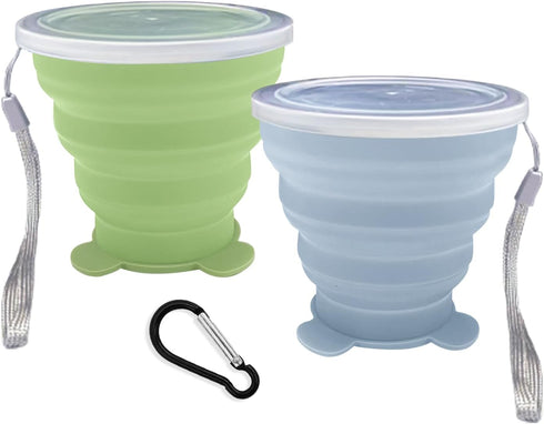 Collapsible Cup-Silicone Small Foldable Cup-Expandable Folding Drinking Cup -Reusable Portable Mugs Cup with Lids For Travel, Camping, Hiking, Out...