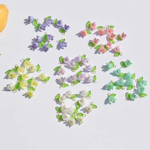 10Pcs White Bell Orchid Pendant,Flower Beads,Bell Flower Spacer Beads,for DIY Jewelry Making, Beading Projects Beading Supplies...