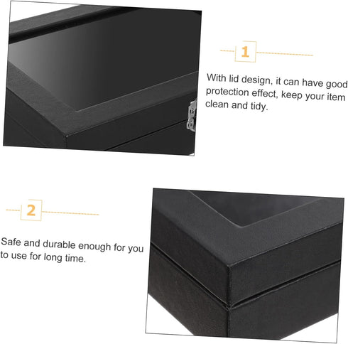 Badge Storage Box Pin Display Small Jewelry Tray Pin Badge Display Case Glass Container Wood Monitor Stand Badge Holder Badge Brooch Case Desktop ...