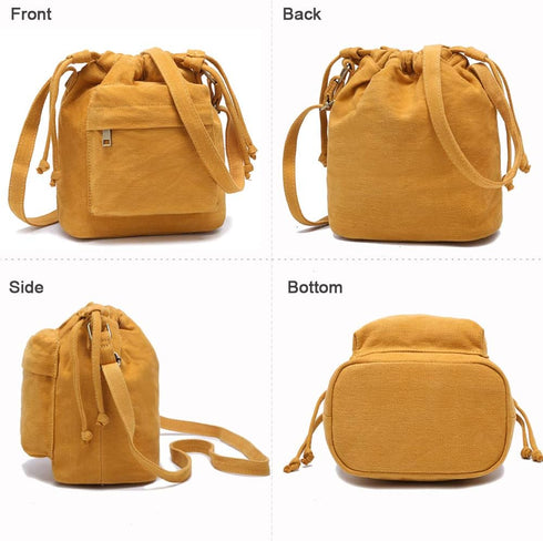 Crossbody Bags for Women Small Canvas Drawstring Bucket Purse Cute Little Boho Bag...