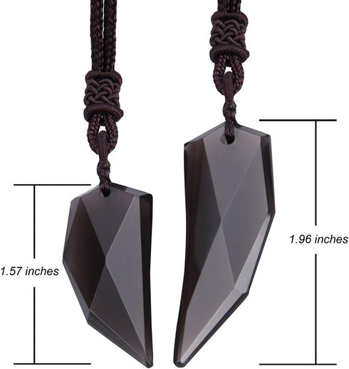 Wolentty Couple Distance Necklace Obsidian Wolf Tooth Amulet Spike Necklaces Gift for Men Women...