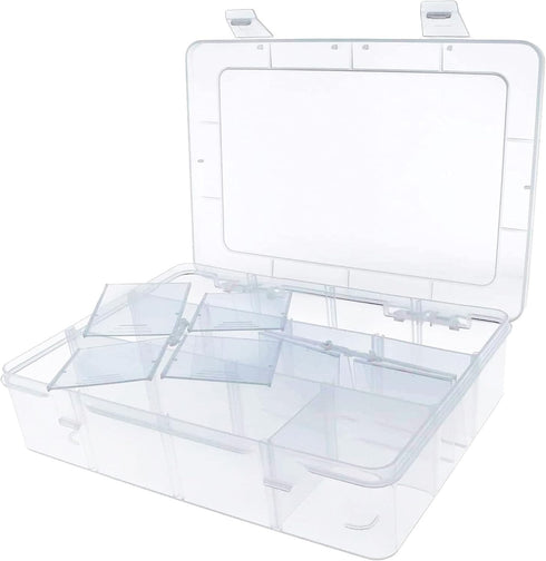 12 Grids Divided Storage Container Adjustable Hard Plastic Component Case with Removable Dividers for Items Organizing Storing...