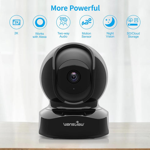 Wansview Security Camera Indoor, 360 Degree WiFi Home Security Cameras for Pet/Dog/Nanny, 2 Way Audio Night Vision, Works with Alexa, with TF Card...