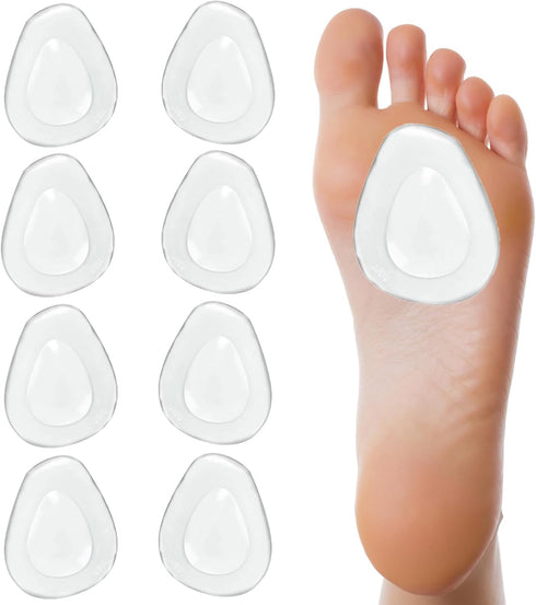 4 Pair Metatarsal Pads Women, Gel Self Adhesive Metatarsal Pads Mens, Firmly Adhered and Reusable Metatarsal Foot Pads, Easy to Clean and Quick Dr...