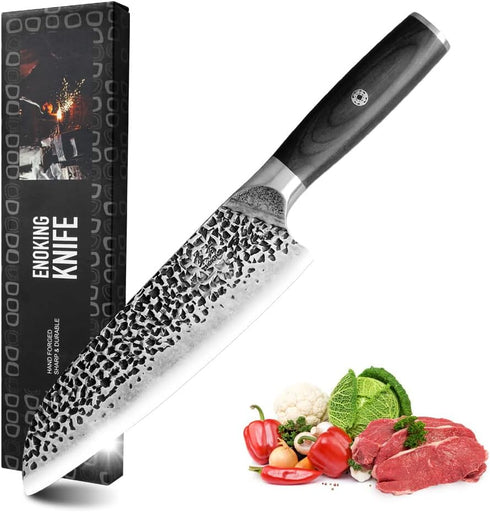 ENOKING 7" Professional Chef Knife – High Carbon Stainless Steel, Ultra-Sharp Japanese Kitchen Knife for Precision Cutting, Ergonomic Handle for B...