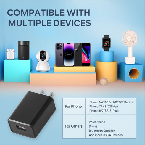 Wall Charger Cube 5V2A USB Power Supply Charging Block Universal Wall Plug Brick Portable Travel Fast Charger Power Adapter for iPhone, Samsung Ga...