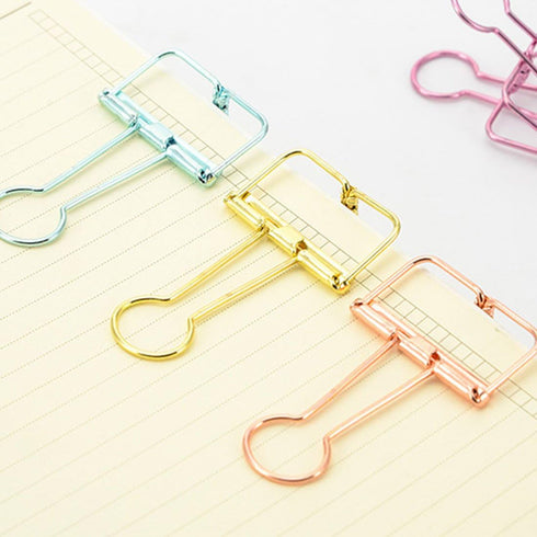 Hollow Out Paper Binder Clip Invoice Bill Clip Office Supplies Pack of 10 (S, Bronze)...