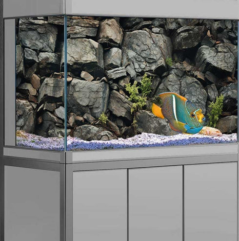 72X24IN Stone Aquarium Background, Rock Fish Tank Background, Natural Rocky Glass Terrarium Background with 8 EVA Double-Sided Tape...