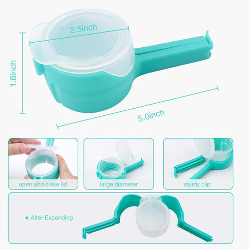 4pcs Food Bag Clips with Pour Spouts, Great Clips Bags for Kitchen, Suitable for Small Particle Food, Liquid,Flour and Baby Food Storage Organizer...