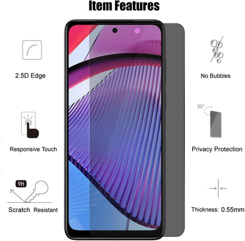 (3+3) For Motorola Moto G Power 5G 2023 (3 Pack) Anti Spy Private Tempered Glass Privacy Screen Protector and (3 Pack) Camera Lens Protector, 2.5D...