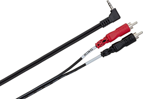 Hosa CMR-203R Right-angle 3.5 mm TRS to Dual RCAStereo Breakout Cable, 3 Feet...