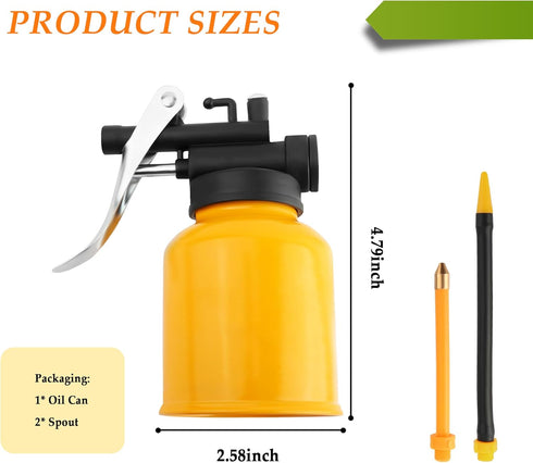 Oil Can with 3.6" Straight & 5.28" Flexible Spout,Oil Can Pump Oiler for Car Lubrication Need,Universal Engine Oiler Can Car Accessories for Most ...