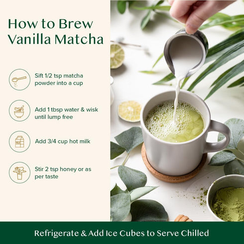 VAHDAM, Vanilla Matcha Green Tea Powder - 1.76oz | Pure Madagascar Vanilla + Premium Authentic Japanese Matcha | Hot or Iced - Vegan & Gluten-Free...