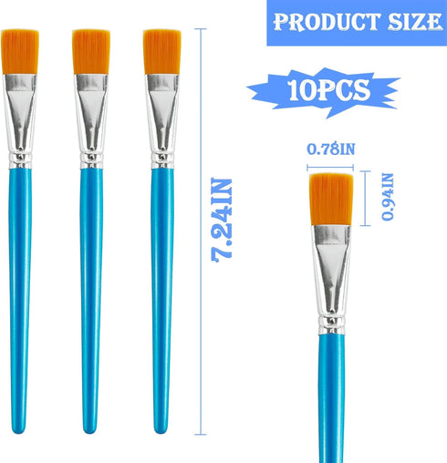 10 Pieces 3/4 Inch Flat Paint Brushes, Watercolor Paint Brush for Acrylic Painting, Synthetic Nylon Paint Brushes with Wooden Handle, Artist Craft...