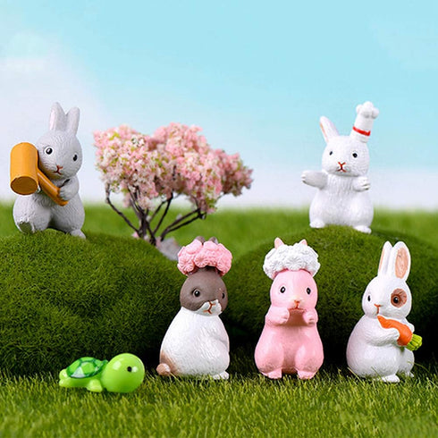 MAOMIA 12 Pcs Rabbit Figures for Kids, Bunnies Toy Set Cake Toppers, Miniature Rabbit Fairy Garden Figurines Collection Playset for Christmas Birt...