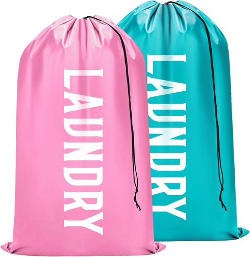 Fiodrimy 2 Pack XL Travel Laundry Bag, Machine Washable Dirty Clothes Organizer, Large Enough to Hold 4 Loads of Laundry, Easy Fit a Laundry Baske...