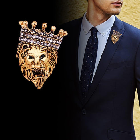 Retro Lapel Pin Brooch for Men,Rhinestone Tiger Head Brooch Pins. Animal Lapel Pins Lion Wolf Head Collar Brooch Safety Pin Men Suit Accessory...