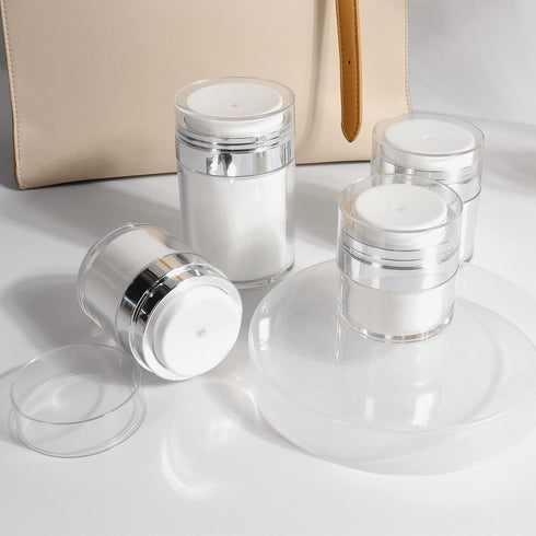 2Pack 30ml Airless Pump Jar - Airless Pump Bottles 1.0 Oz Moisturizer Pump Dispenser, Cream Jar Vacuum Bottle Drunk Elephant Container, Cosmetic P...