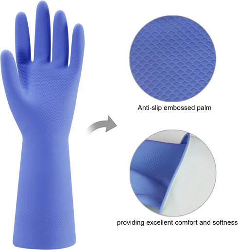 Rubber Kitchen Dishwashing Gloves - 4 Pairs Colorful Reusable Household Cleaning Gloves for Washing Dishes and Cleaning Tasks, Flexible Long-lasti...