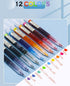 12 Colors Gel Ink Pens Rolling Ball pens 0.5 mm Fine Liquid Ink Rollerball Pens Quick Drying and Smooth Writing for Journaling Office Stationery A...