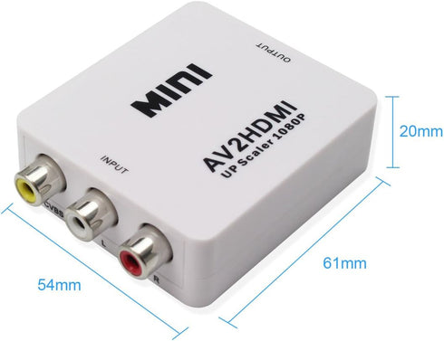 Mini Composite HD AV CVBS 3RCA to HDMI Adapter Converter Support 720P 1080PAV2HDMI Video Converter for TV, VHS VCR, DVD Records Chipsets Shown...