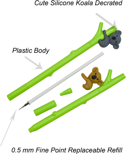 24PCS Cute Koala Pens Novelty Animal Gel Pens Animal Hugger Pens Koala Climbing Tree Pens 0.5 mm For School Office Party Birthday Christmas Statio...
