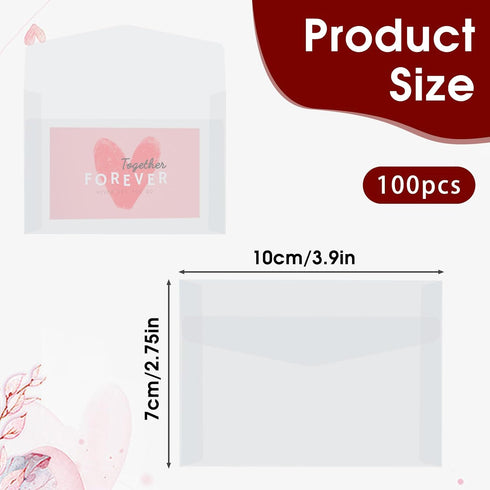 100 Pcs Glassine Envelopes, 3.9 × 2.7 Inch Small Envelopes, Mini Translucent Envelopes, Glassine Bags, Clear Envelopes for Seeds, Stamps, Coin, Lo...