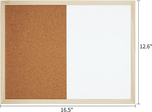 GDMINLO 16.5"x12.6" Dry Erase Cork Board, Bulletin Combination Board, Notice Pin Board, Memo Board, Wall Mounted Dry Erase Board Vision Board for ...