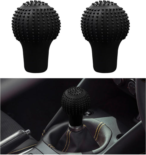 2 PCS Car Gear Shift Cover, Elastic Silicone Auto Gear Shift Knob Cover with Massage Design, Anti-Slip Manual Gear Shift Stick Protector, Car Acce...