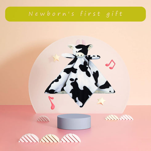 Baby Cow Soft Stuffed Animal Security Blanket, Plush Cow Character Lovey Blanket, Baby Shower/Nursery Gift, Cuddly Newborn, Infant, Toddler Snuggl...