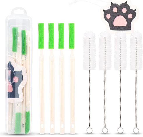 Cleaning Kit for Cat Water Fountain, Cat fountain Brush, with Compressed sponge and Storage Plastic Box, 9 Pack Pet Water Fountain Cleaning Kit...